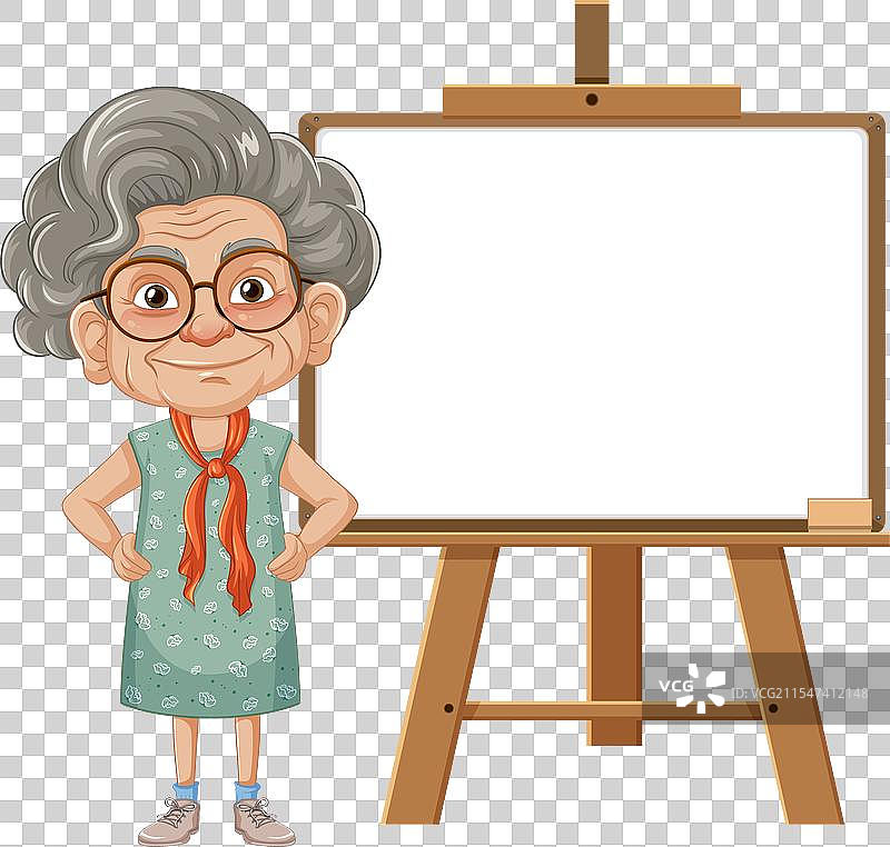 准备在画架上作画的老年艺术家图片素材