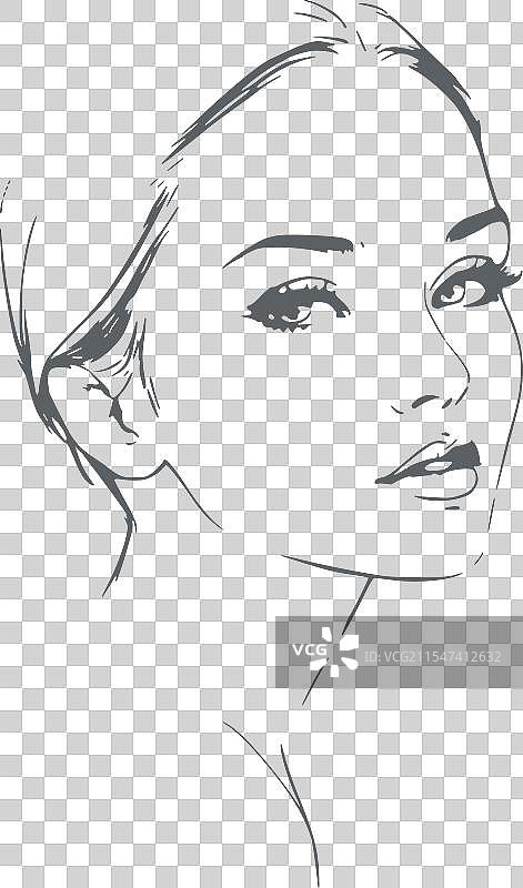 年轻女性半侧脸低调风格肖像图片素材