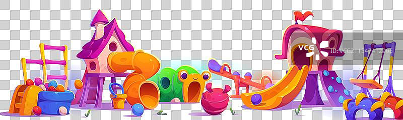 公园游乐场的滑梯和秋千供孩子们玩耍图片素材