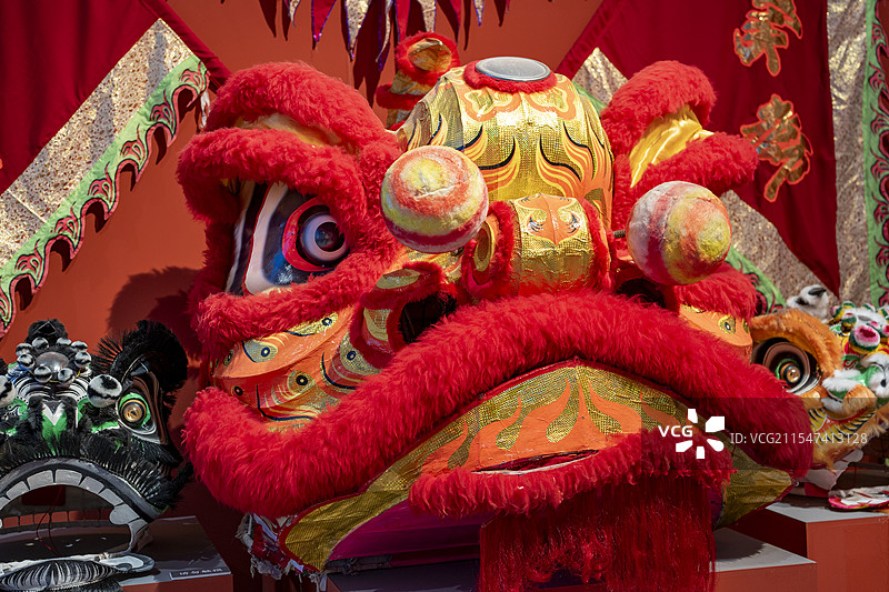 舞狮狮头特写图片素材