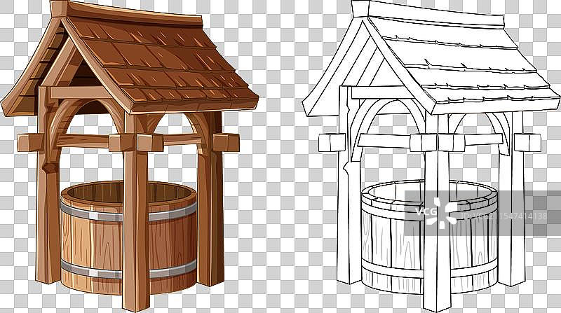 彩色轮廓的许愿井图片素材