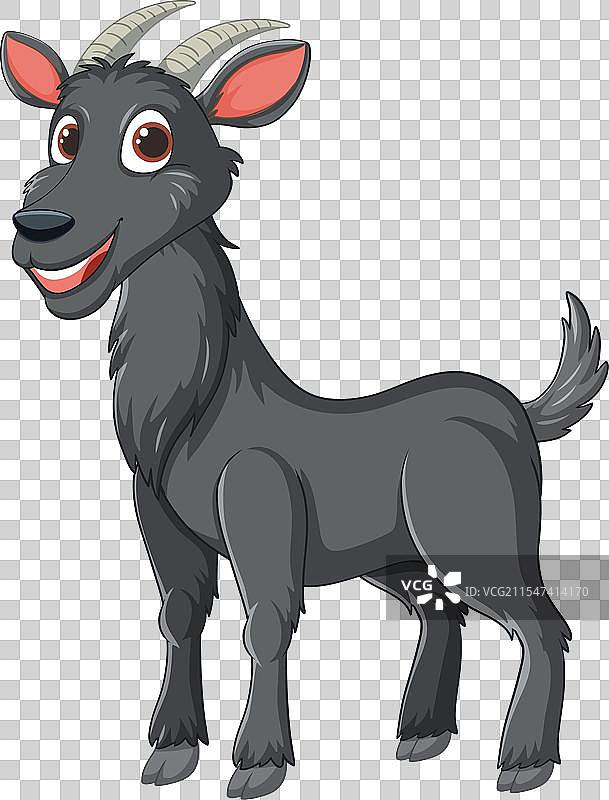 快乐微笑的山羊角色图形图片素材