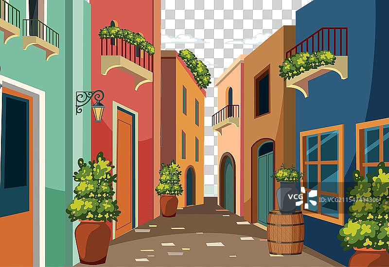 生动的欧洲街道风景图片素材