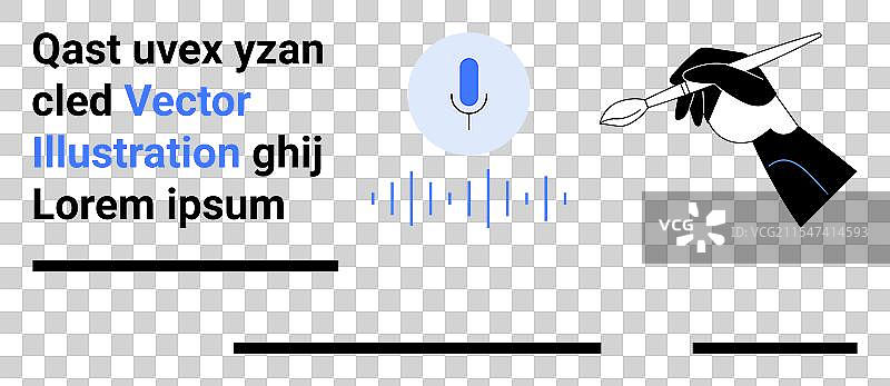 麦克风和用刷子绘制的手绘图图片素材