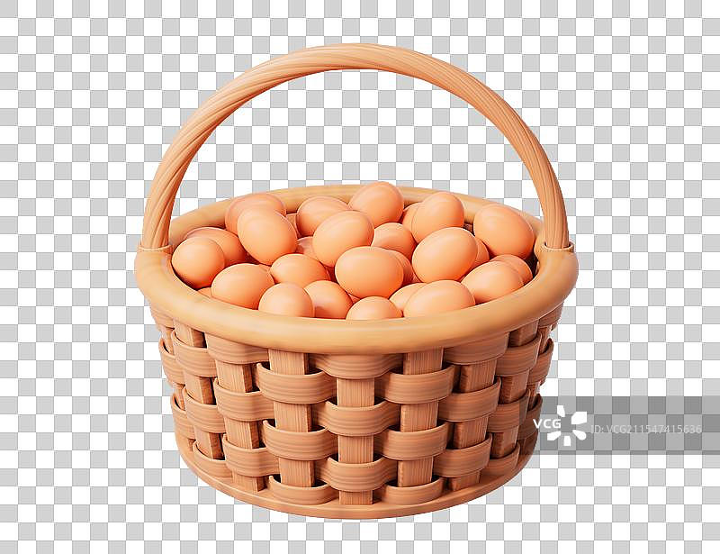 一篮子鸡蛋三维渲染图片素材