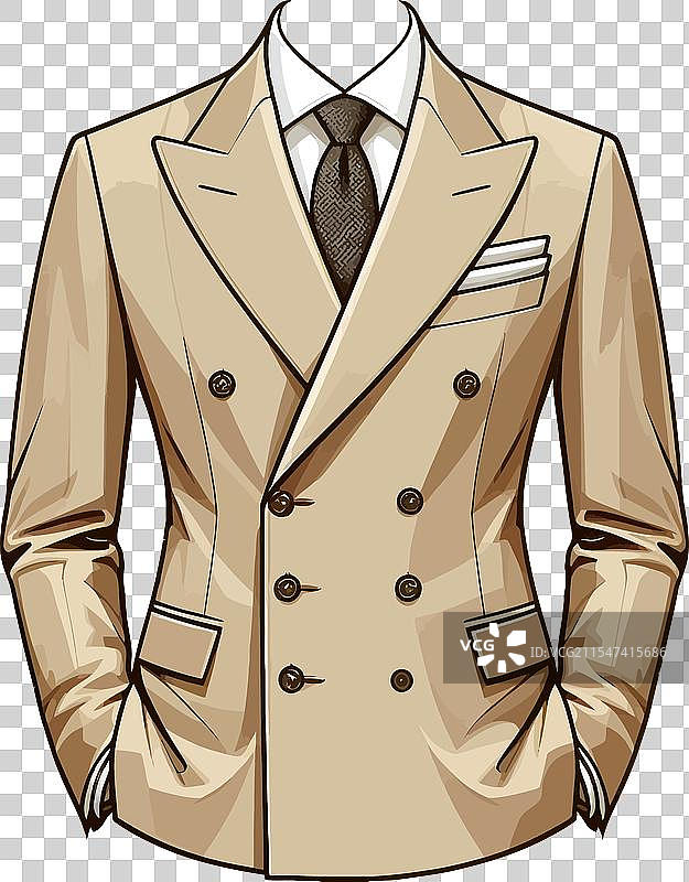 浅棕色双排扣西装外套图片素材