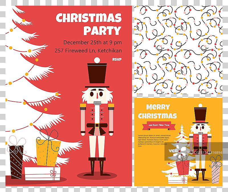 一套圣诞派对邀请函图片素材