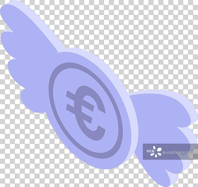 带翅膀的欧元硬币象征着快速飞翔图片素材