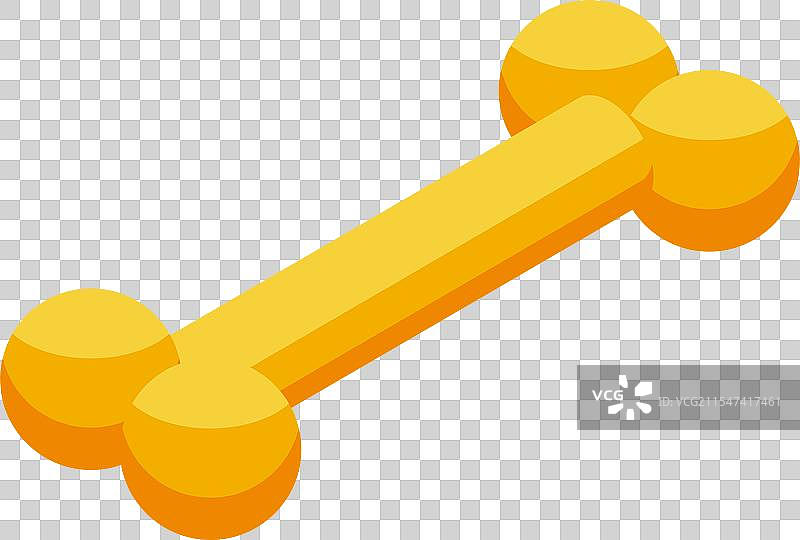 金色狗骨头躺在白色背景上图片素材