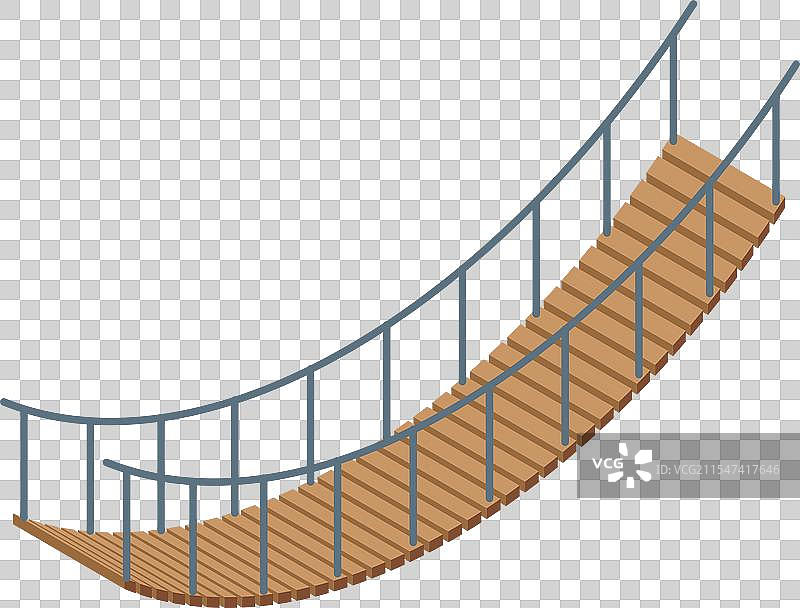 用木材连接两侧的绳索桥图片素材