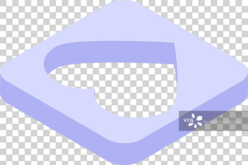 紫色方块中显示心形凹陷图片素材