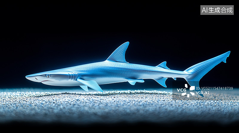 【AI数字艺术】深海蓝鲨的优雅巡游图片素材