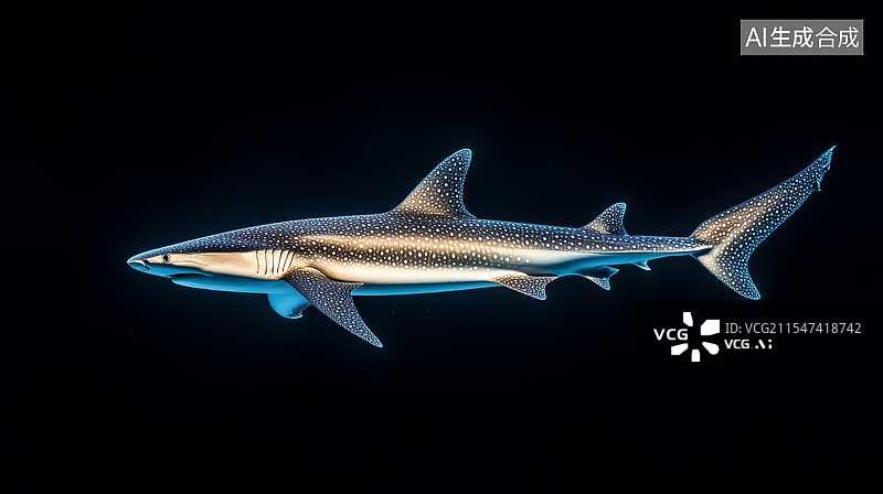 【AI数字艺术】优雅的星点须鲨巡游图片素材