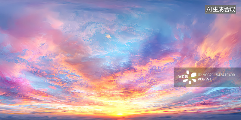 【AI数字艺术】壮美日落云海景观图片素材