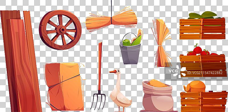 农场谷仓内部元素套件图片素材