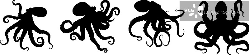 章鱼剪影图片素材