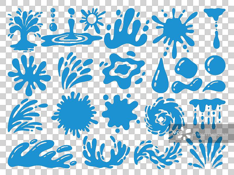 水滴溅落标志，蓝色液体滴落图片素材