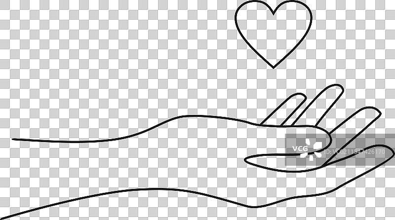 一只手握着一个心形图案，极简黑色设计图片素材