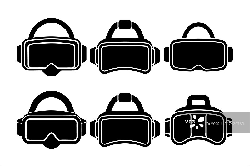 虚拟现实雪地护目镜图标集图片素材
