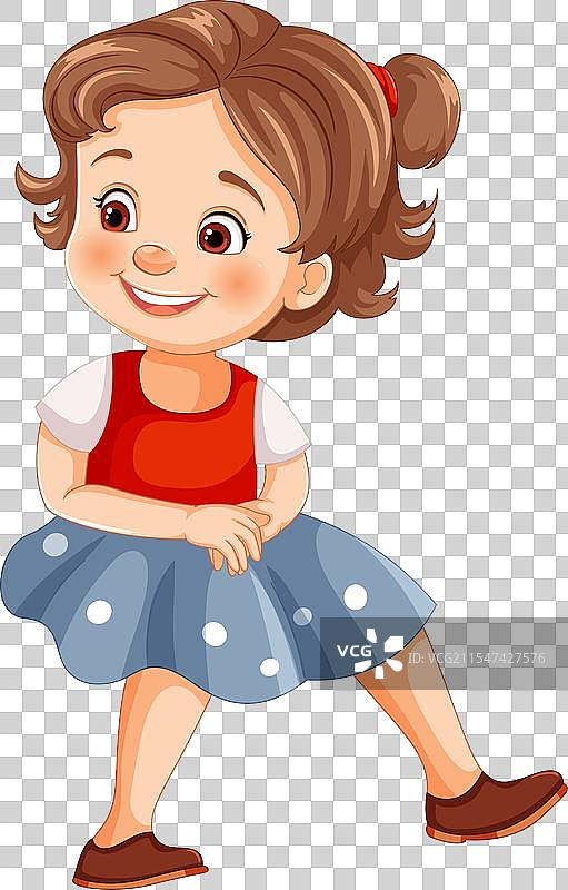 穿着可爱服装的快乐小女孩在跳舞图片素材