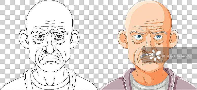 一个男人的脸部素描和上色图片素材