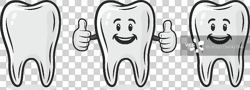 可爱友好的卡通牙齿角色图片素材