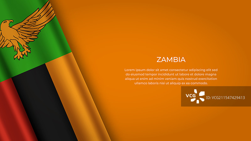 赞比亚国旗，原色展示图片素材