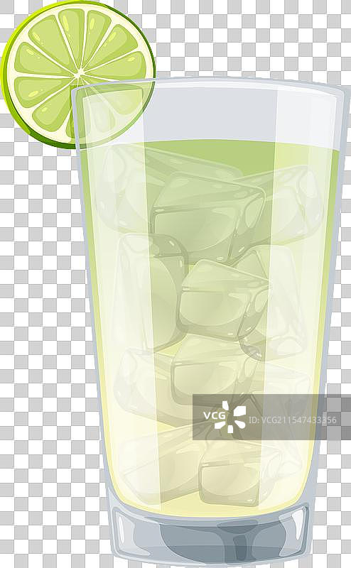 冰镇青柠饮料的图形展示在玻璃杯中图片素材