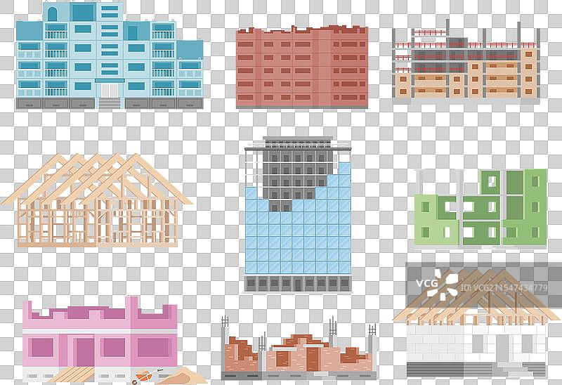 正在建设中的房屋框架工地图片素材