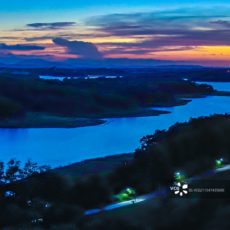 航拍南丽湖夜景风景区风光图片素材