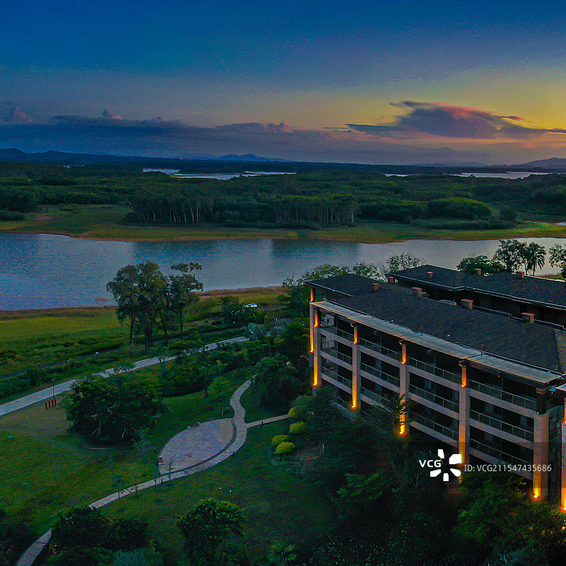 航拍南丽湖夜景风景区风光图片素材
