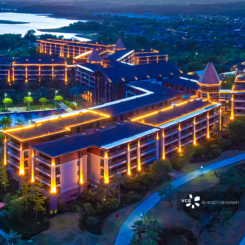 航拍南丽湖夜景风景区风光图片素材