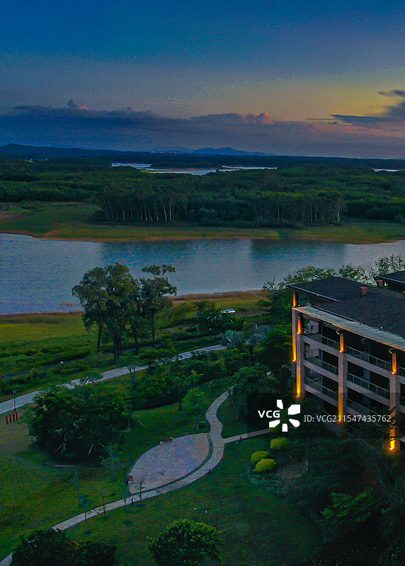 航拍南丽湖夜景风景区风光图片素材