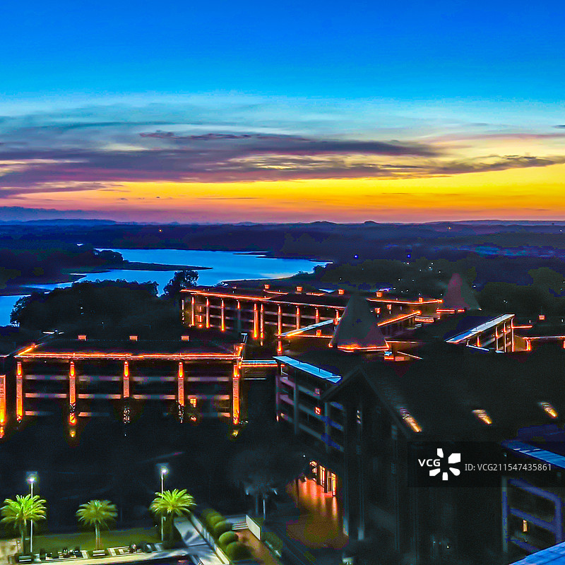 航拍南丽湖夜景风景区风光图片素材