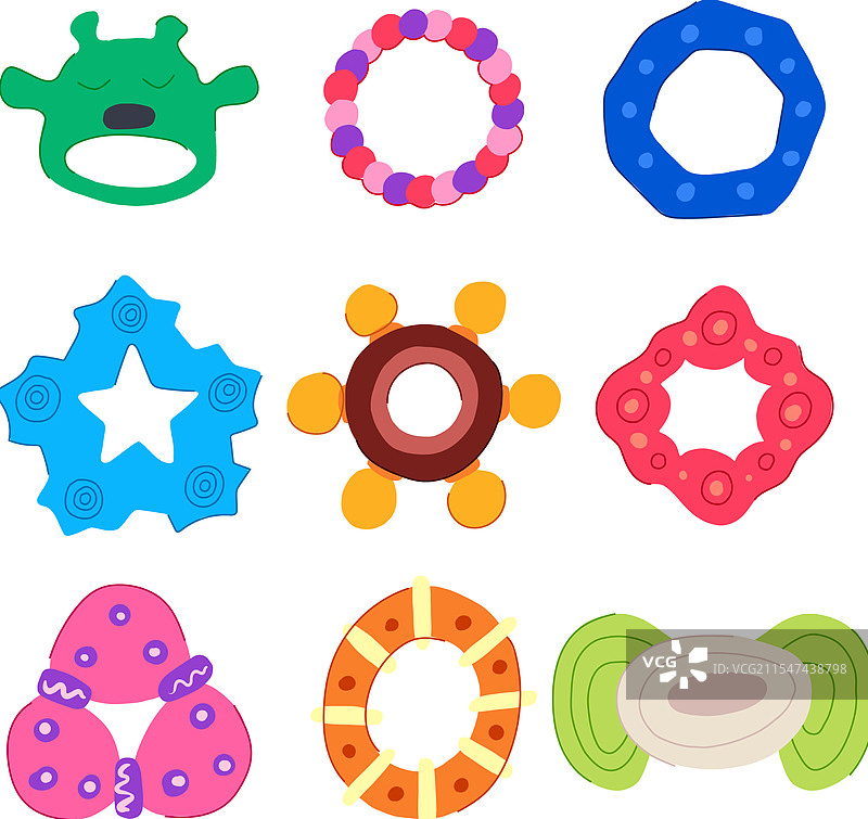 卡通牙胶环套装图片素材