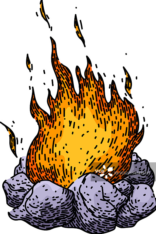 手绘的篝火棉花糖草图图片素材