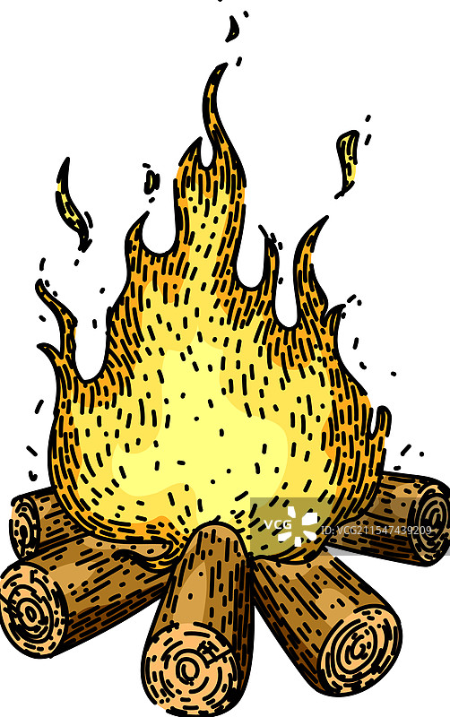 篝火余烬手绘草图图片素材