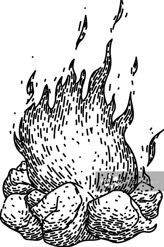 手绘的篝火棉花糖草图图片素材