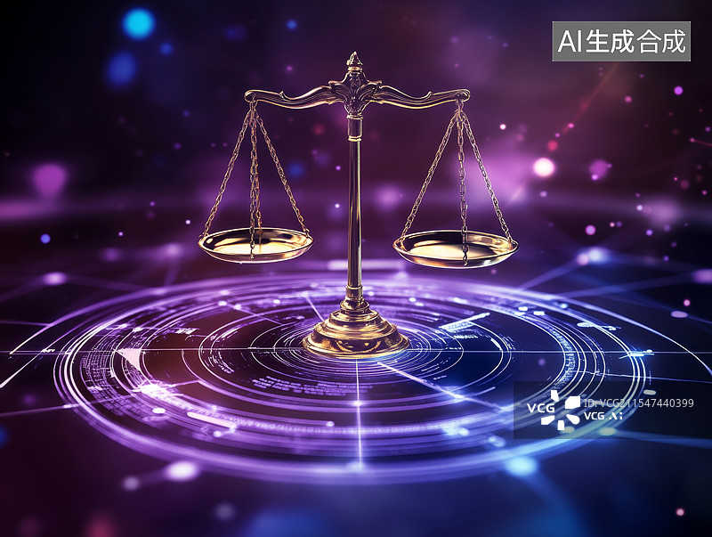 【AI数字艺术】科技感天平，公正概念插画图片素材