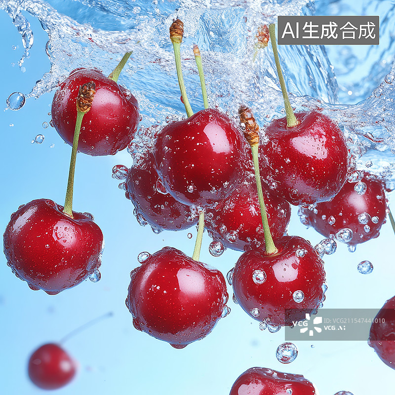 【AI数字艺术】水果在水中溅水的特写镜头图片素材