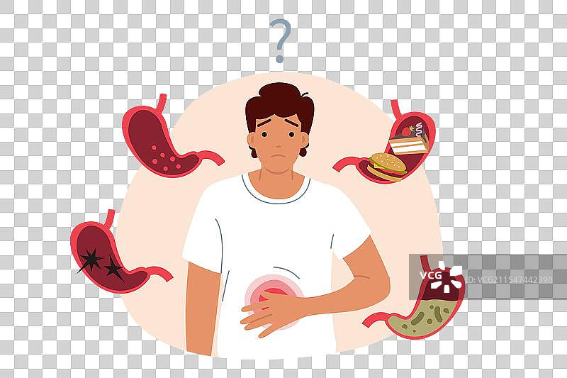 站在肚子中间的男性消化问题图片素材
