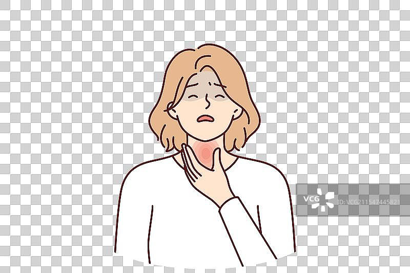 女性正在经历与甲状腺疼痛相关的症状图片素材