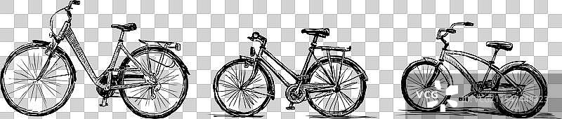 三辆运动自行车的侧面素描图片素材