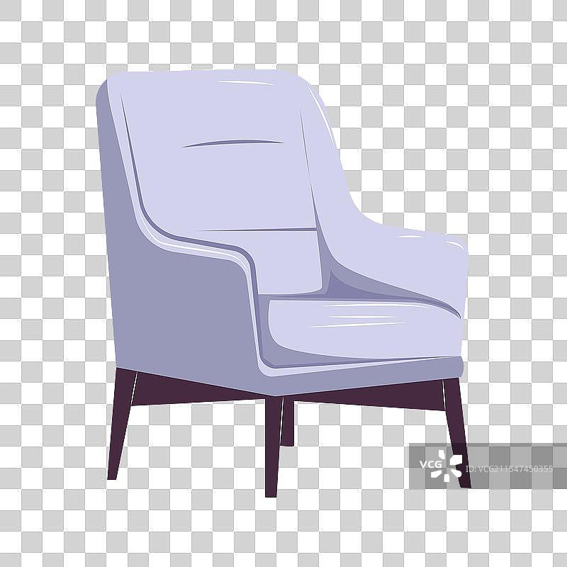 淡紫色经典扶手椅的扁平设计图片素材