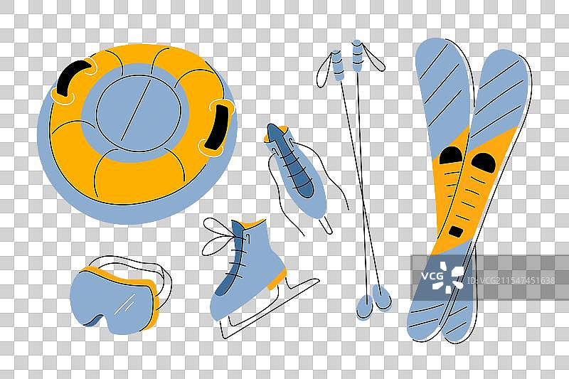 冬季家庭运动活动元素：滑冰和滑雪图片素材