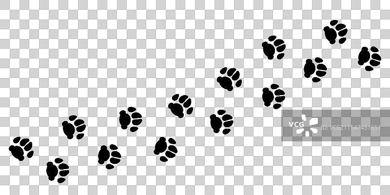 黑色宠物狗或小狗的爪印足迹图片素材