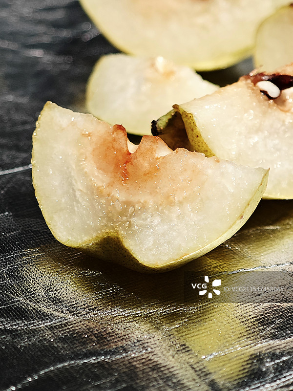 切开的水果梨果肉特写展示图片素材