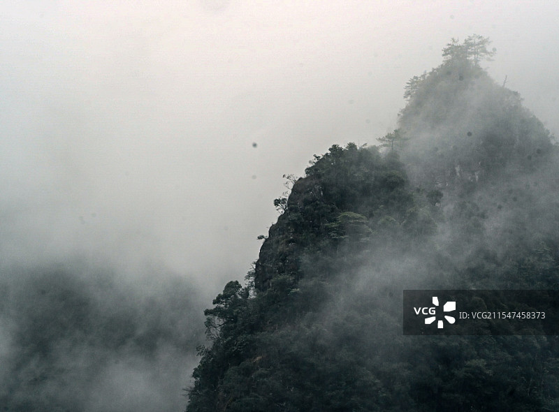 雨后雾气中的金华武义牛头山国家森林公园图片素材
