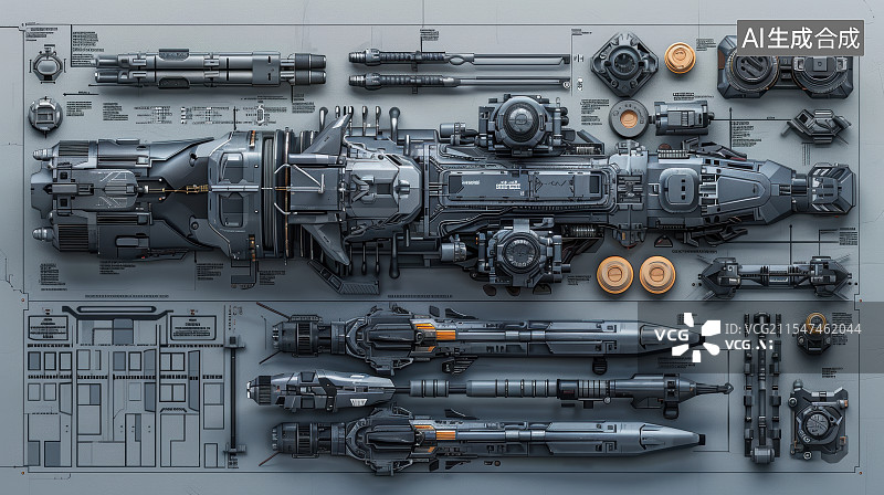【AI数字艺术】工业机械设计图纸图片素材