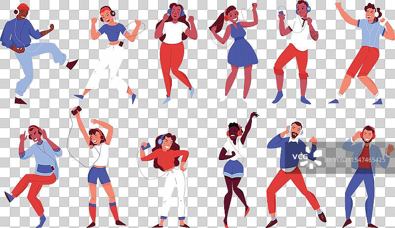 青少年听音乐的色彩组合图片素材